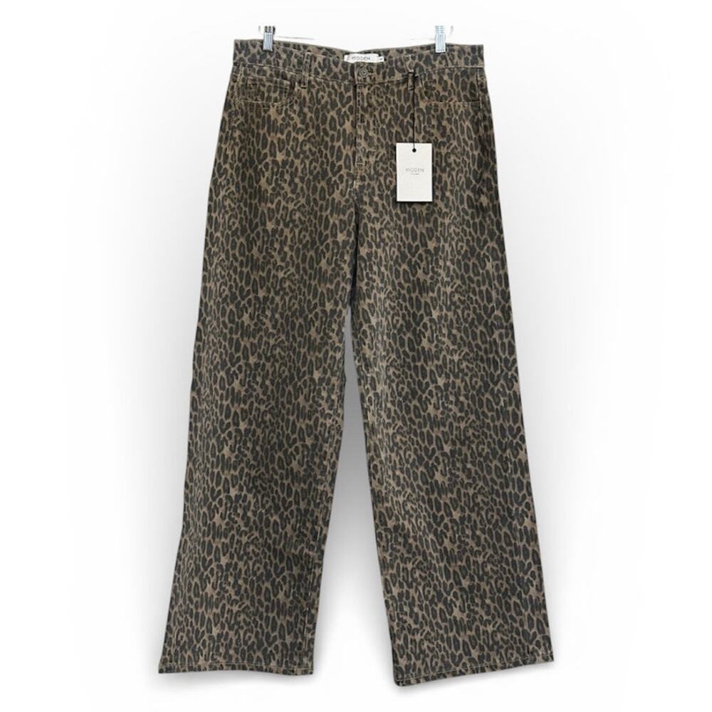 Women’s Straight Leg Jeans - Leopard Print Brown